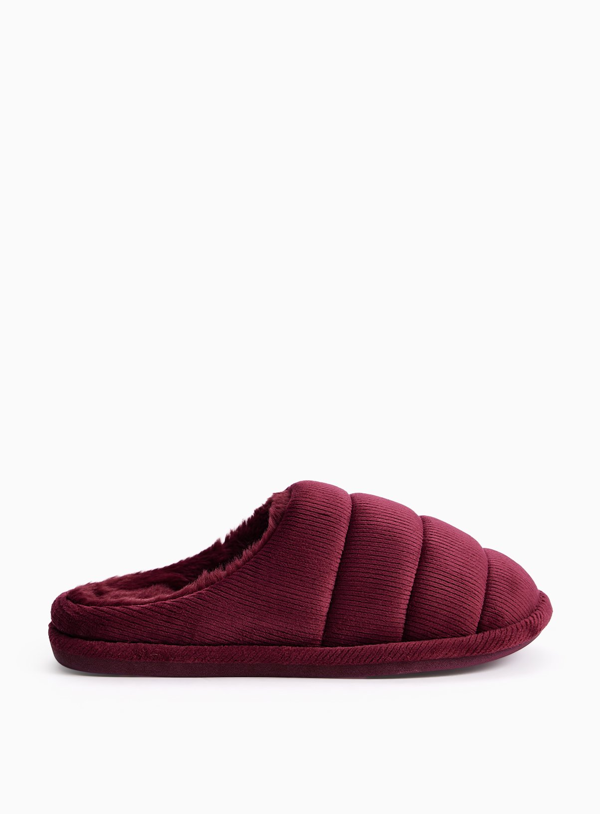 Berry Red Rib Velour Mule Slippers S - Image 2 thumbnail
